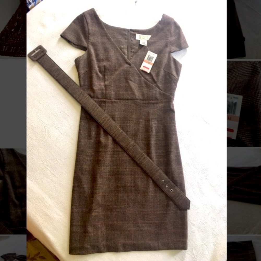 NWT- BB Dakota brown plaid Business/casual dress. Size 12